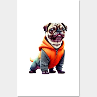 Godfather Pug in Gangsta Prisoner Costume - Adorable Dog in Hip Hop Jail Outfit Posters and Art